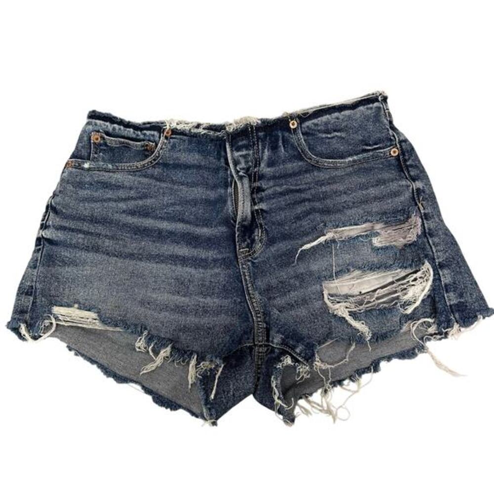 American‎ Eagle Shorts Sz 10 High Rise 90s Distressed Denim Cutoff Festival